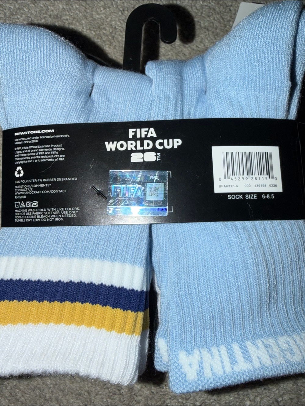 Fifa World Cup Crew Socks with Blue, Navy/ Kids shoe size 3Y-5Y BACK✏️2 📚SCHOOL